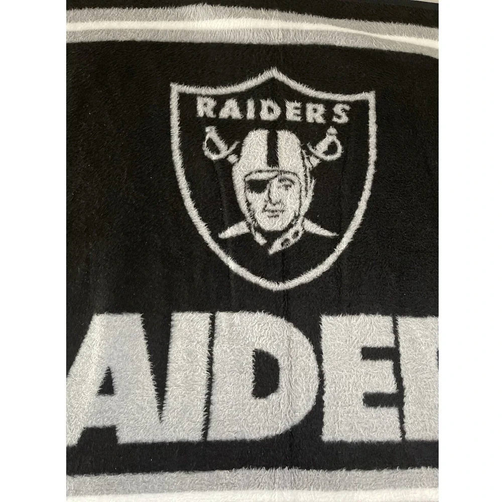 VTG‎ Biederlack Oakland Raiders Double Sided Woven Throw Blanket Made USA NFL